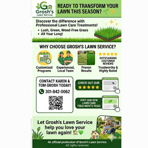 Local Expertise and Professional Standards
Utilizing professional-grade equipment and decades of local expertise ensures that every treatment is applied with precision. We understand the specific life cycles of Maryland pests and the timing required to keep your lawn green and thriving. Choosing a specialized service means you can spend your weekends enjoying your outdoor space rather than managing complex chemicals yourself.
Contact Karen and Tom Grosh today at https://www.groshslawnservice.com/contact-us/ to schedule your lawn care treatment program. 📞