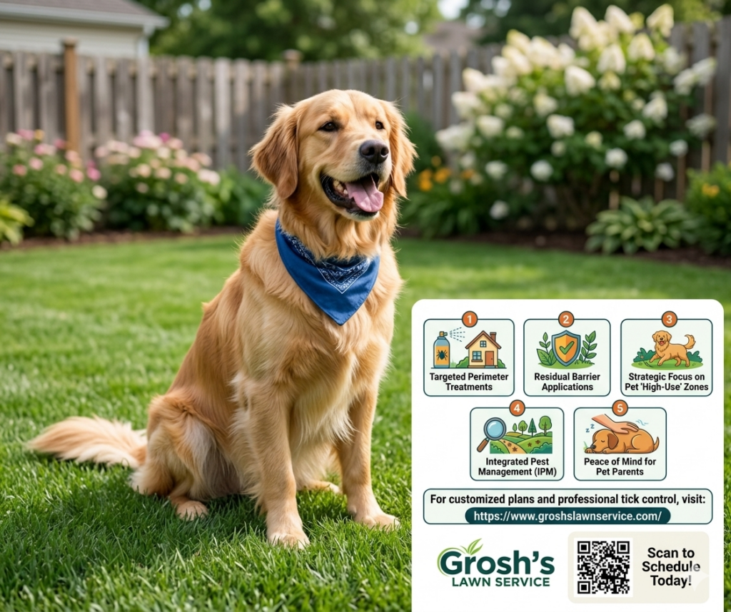 Tick Control - Lawn Care Treatments - Unlike basic DIY sprays that offer temporary relief, our professional-grade products are formulated to create a long-lasting residual barrier on key landscape features. We carefully apply these treatments to foliage, shrubs, and shady garden beds—places where ticks actively hunt for hosts. By neutralizing ticks at their favorite hiding spots, residual barrier applications offer peace of mind that your yard remains a safe zone for weeks at a time. Regular applications throughout the season ensure continuous coverage and maximum effectiveness.