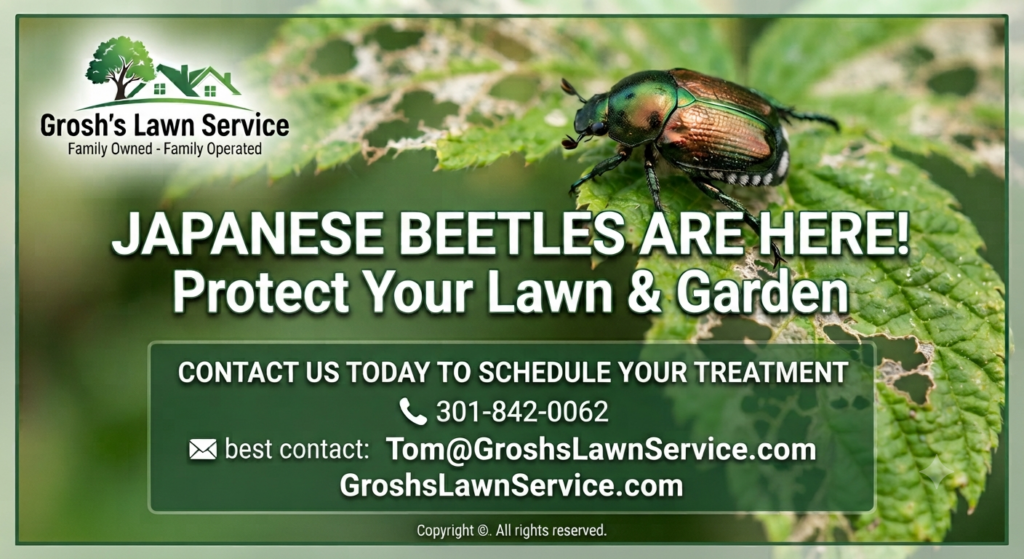 7 Proven Steps for Japanese Beetles Damage Prevention with Grosh's Lawn Service.